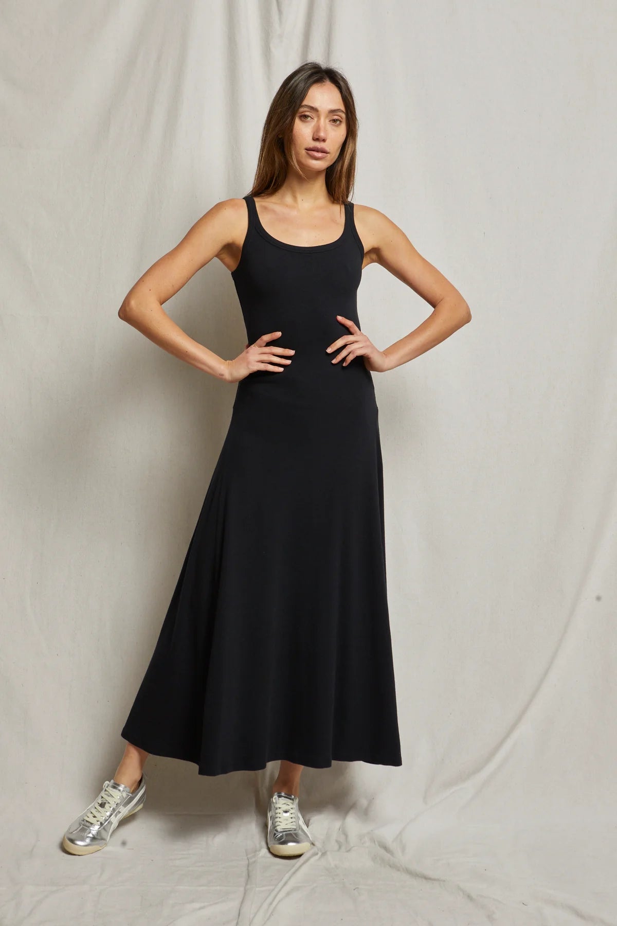 Mimi Ribbed Jersey Tank Dress True Black - FINAL SALE Mimi Ribbed Jersey Tank Dress True Black - FINAL SALE