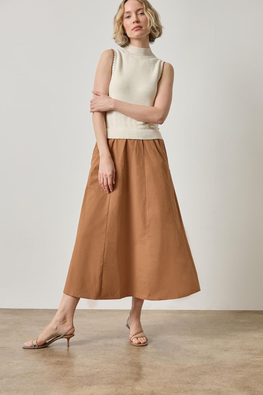 Mixed Media Mock Neck Dress Rope - Lilla P - COLOR GAME