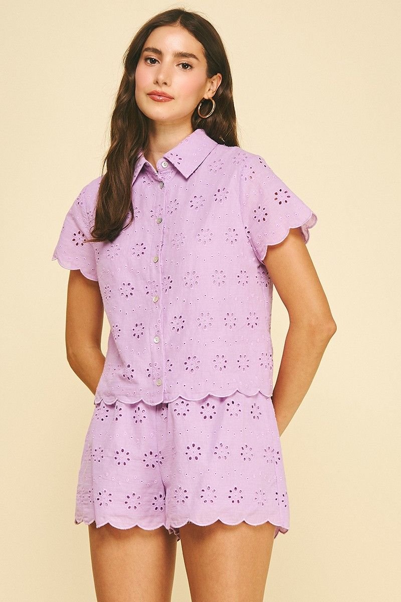 Murphy Eyelet Shirt Lavender - Pinch - COLOR GAME
