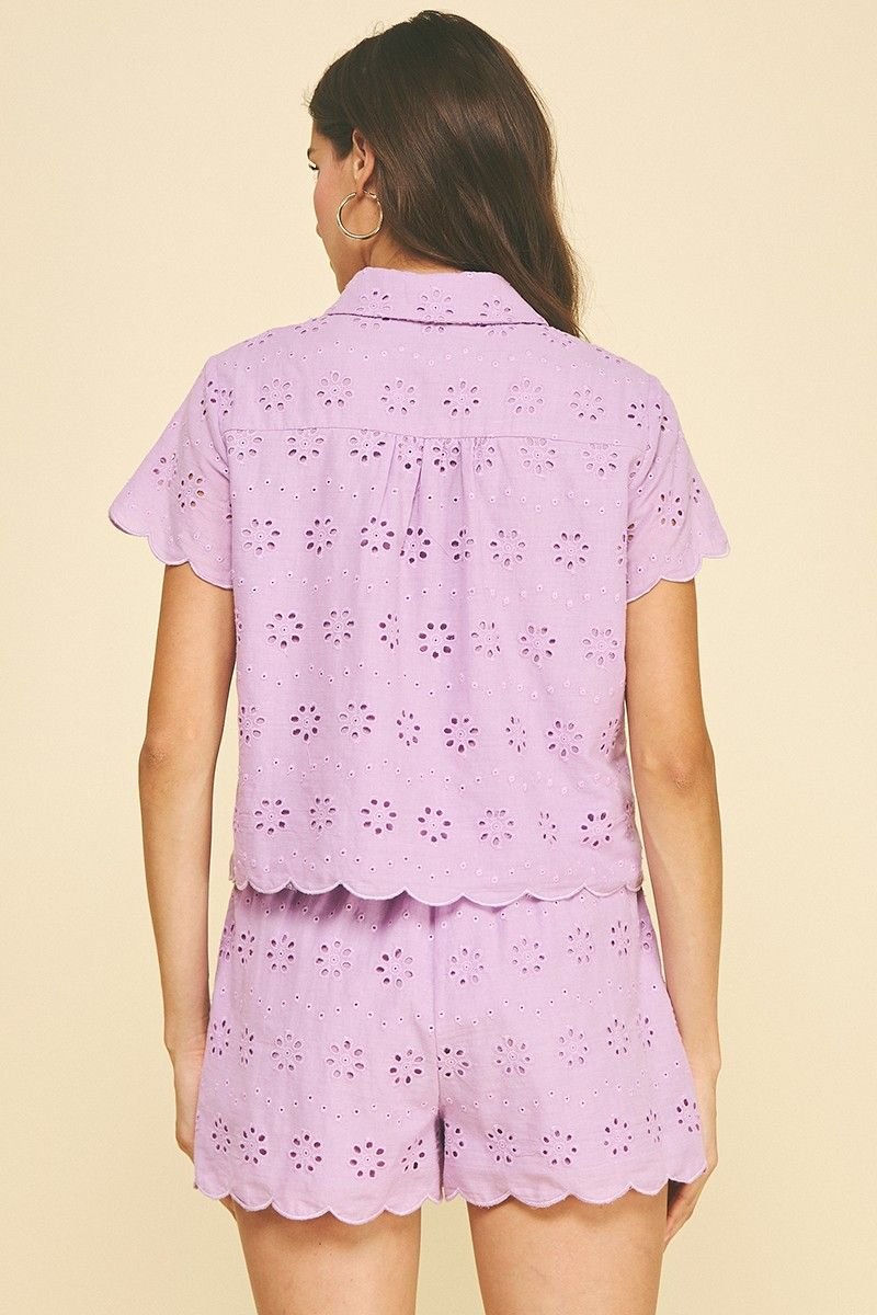 Murphy Eyelet Shirt Lavender - Pinch - COLOR GAME