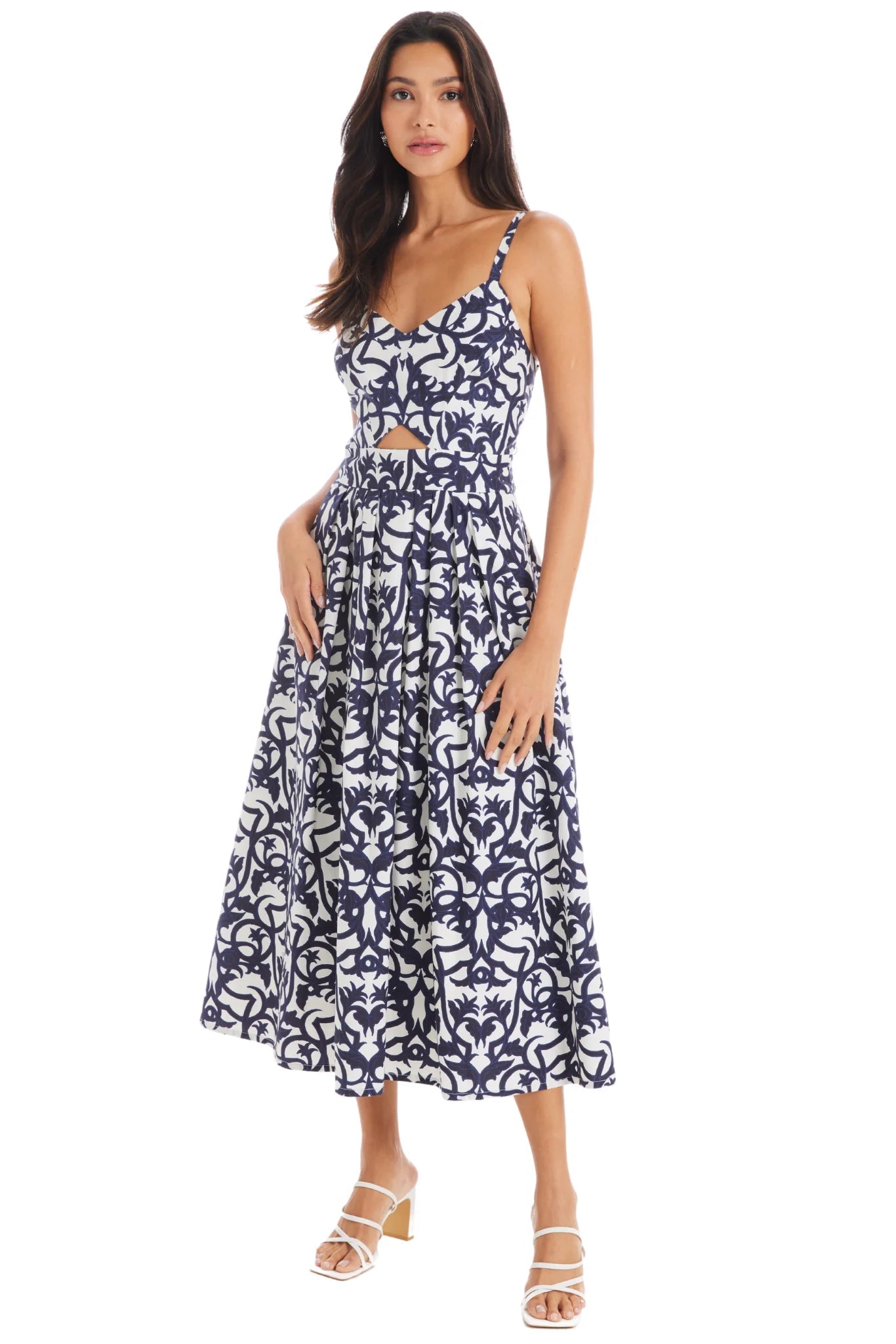 Natalie Damask Print Midi Dress - Allison New York - COLOR GAME