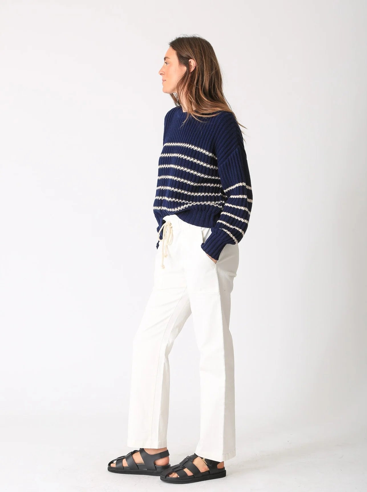 Nautical Sweater Indigo/Ivory Stripe - FINAL SALE - Electric & Rose - COLOR GAME