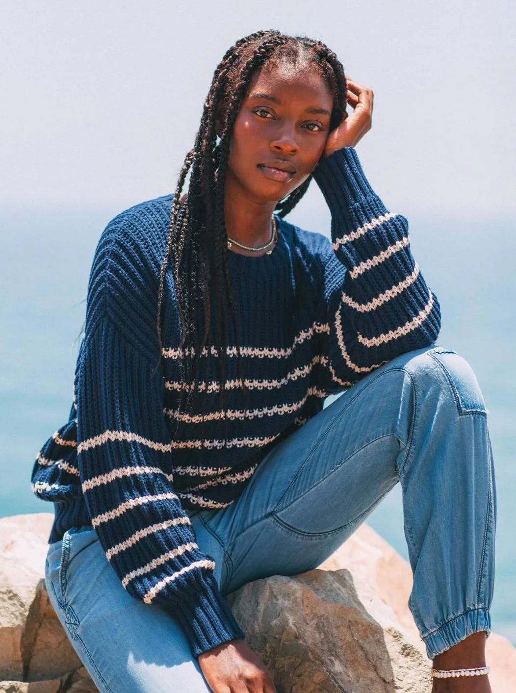 Nautical Sweater Indigo/Ivory Stripe - FINAL SALE - Electric & Rose - COLOR GAME