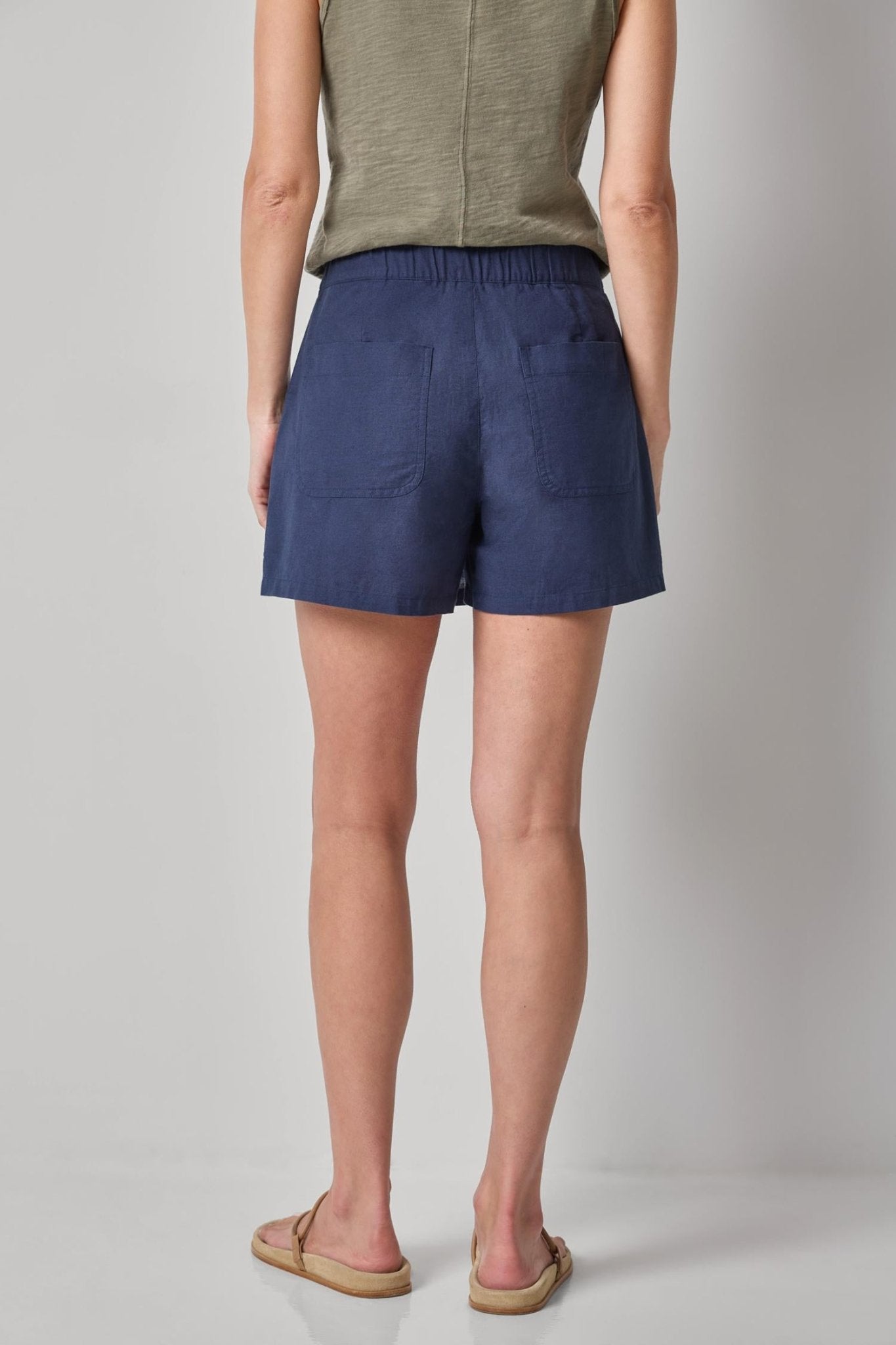 Navy Linen Blend Button Skort - Lilla P - COLOR GAME