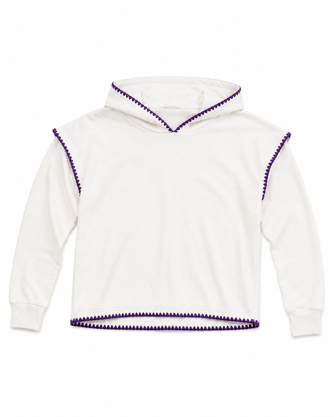 Oversized Whipstitch Hoodie White + Purple - Color Game - COLOR GAME