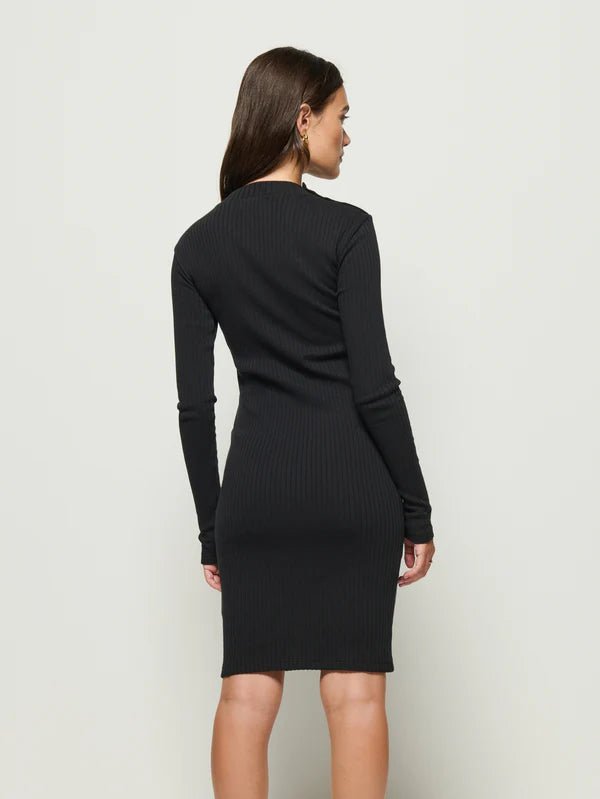Palmer Ribbed Dress Jet Black - Nation LTD - COLOR GAME