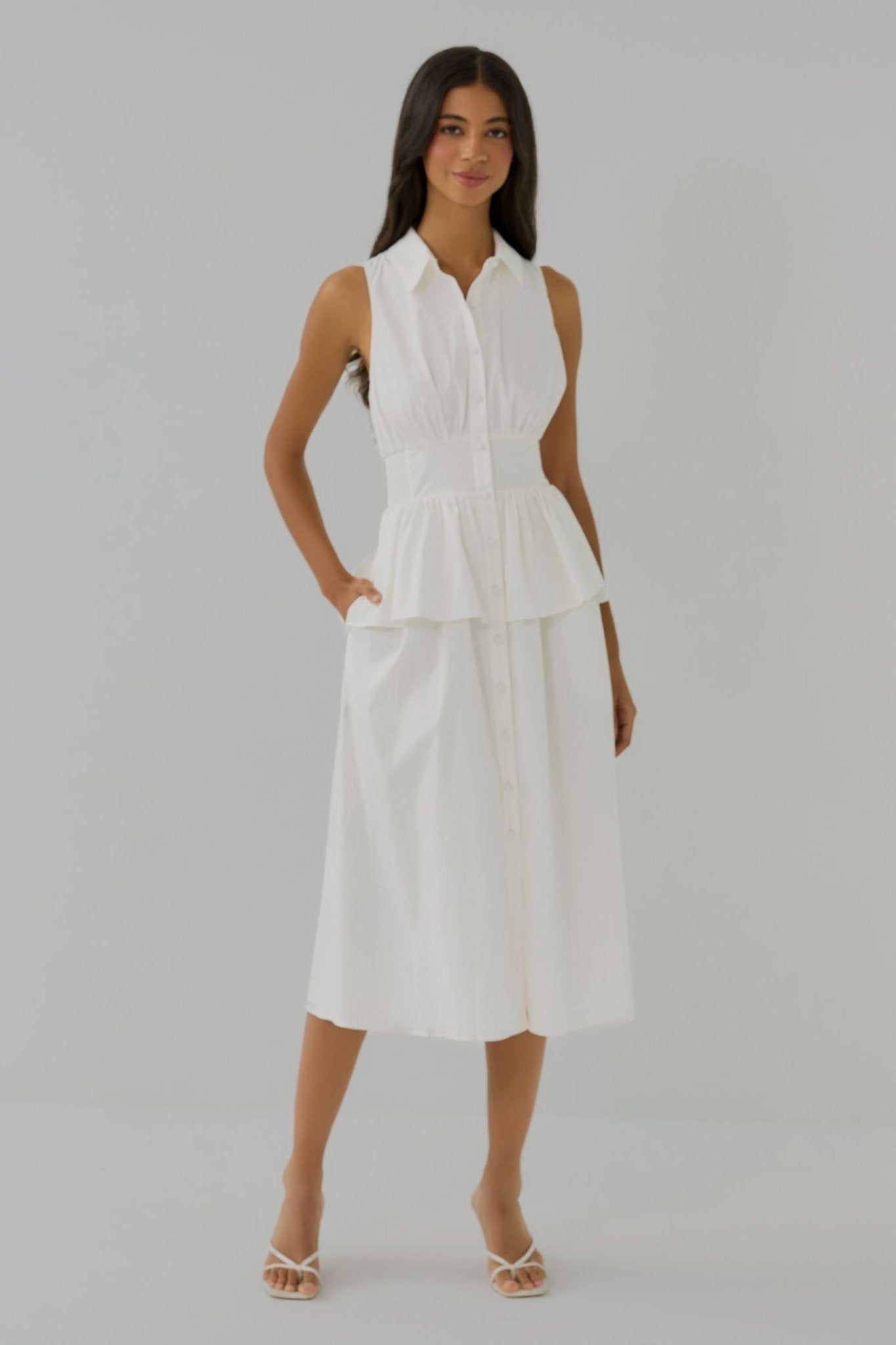 Paulette White Midi Dress - Hutch - COLOR GAME