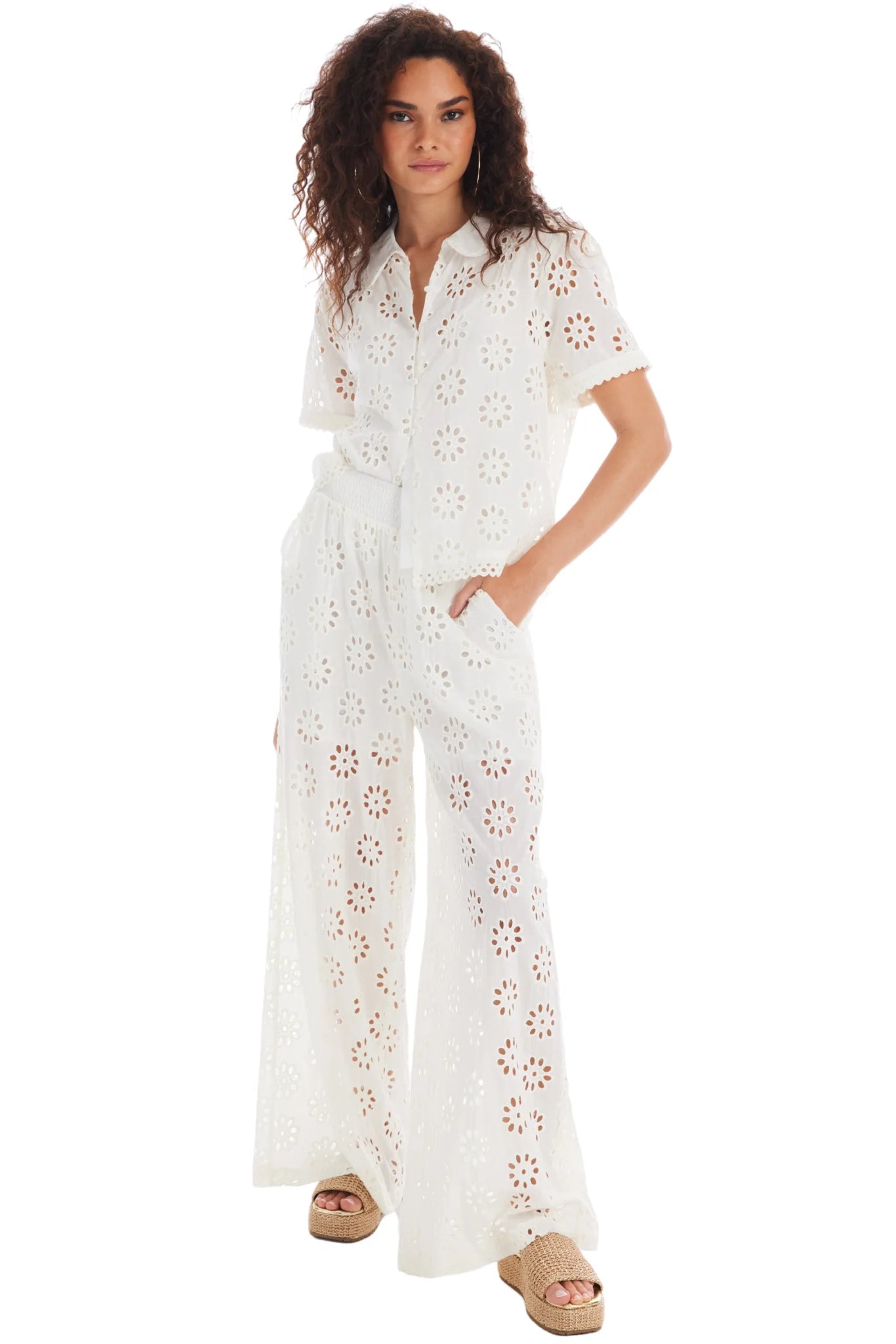 Penelope Eyelet Pants Ivory - Allison New York - COLOR GAME