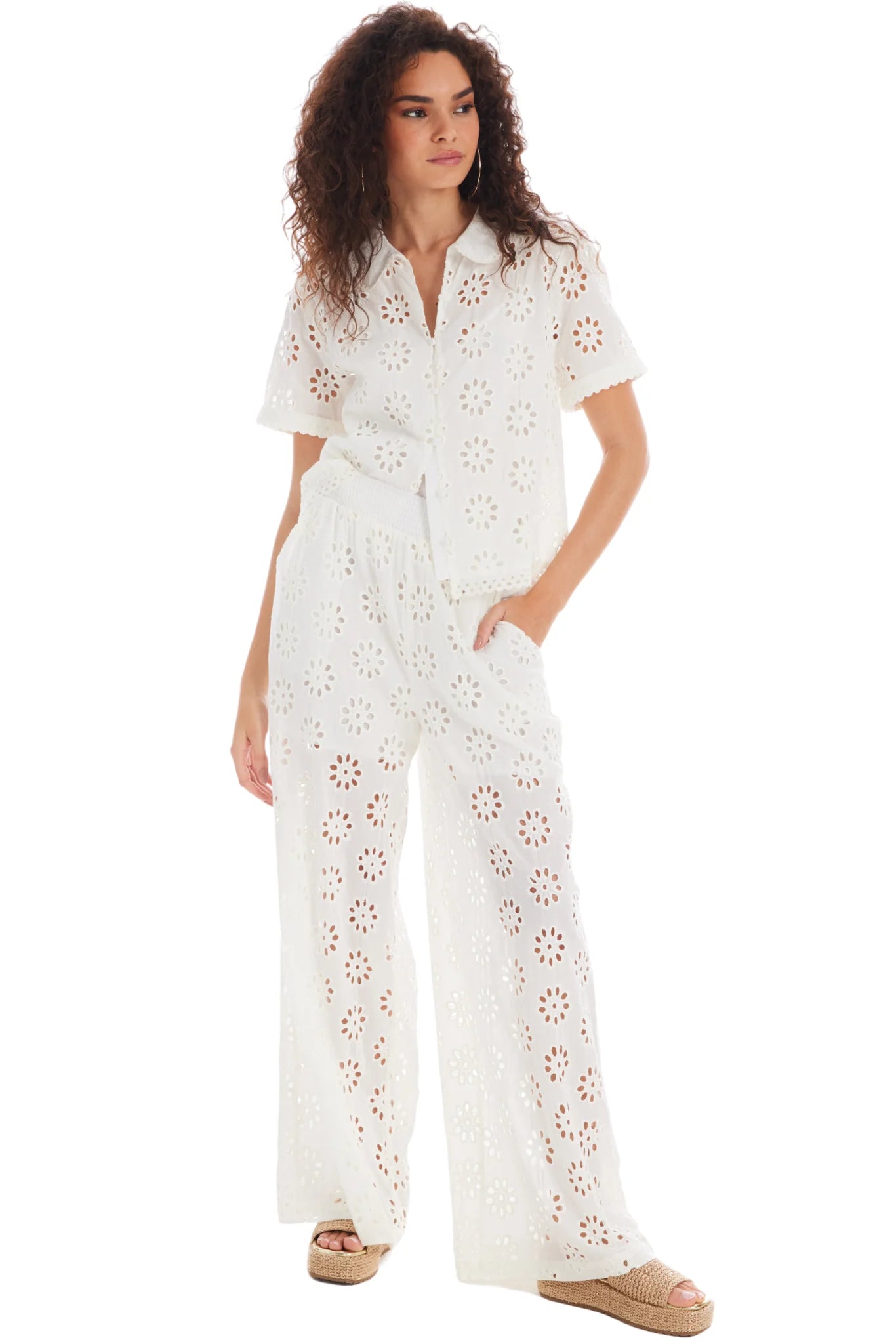 Penelope Eyelet Pants Ivory - Allison New York - COLOR GAME