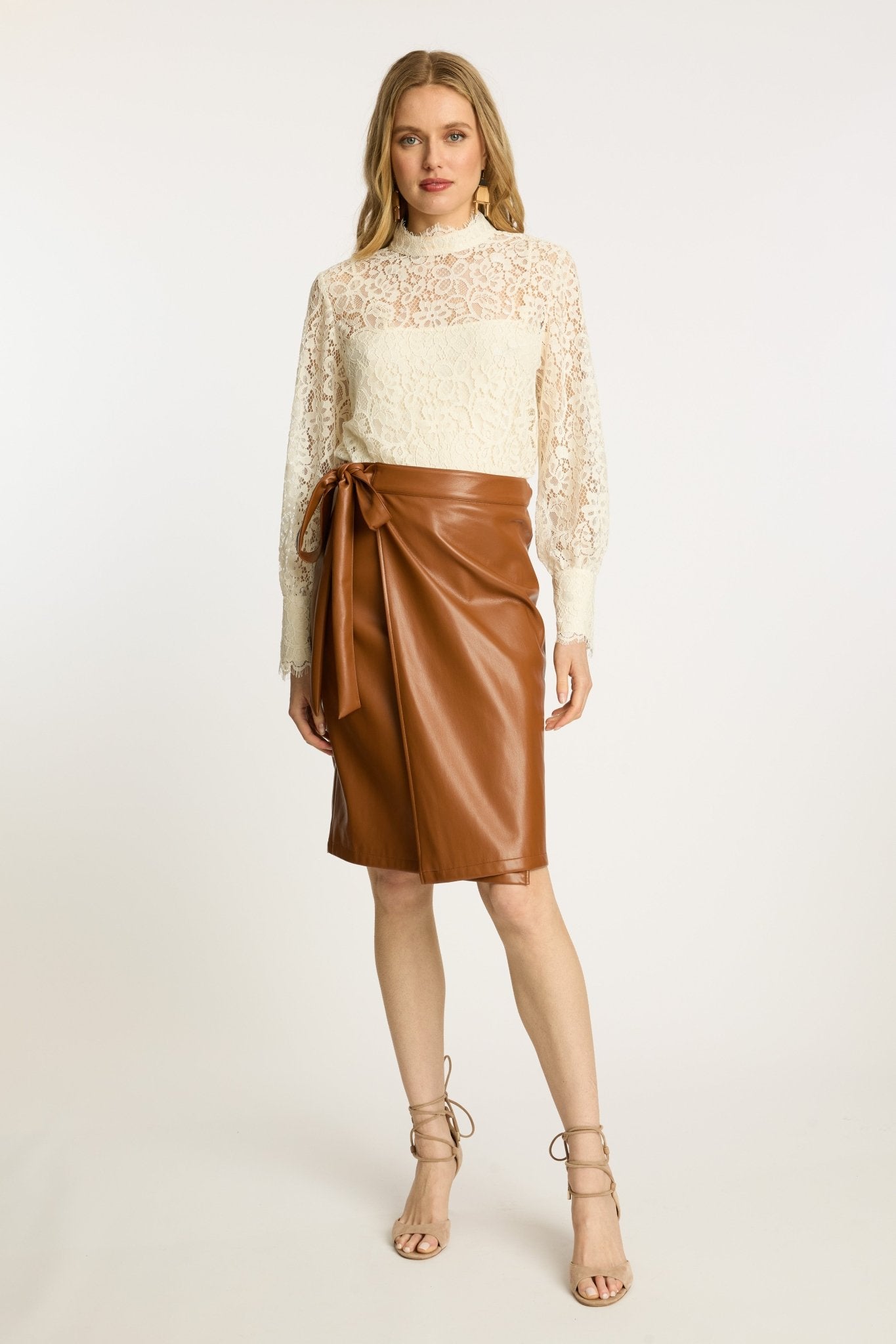 Peyton Skirt in Tobacco Vegan Leather