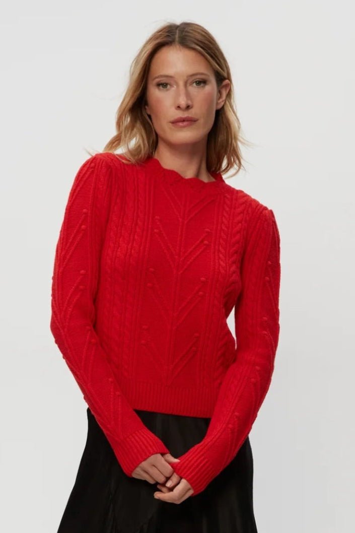 Pia Cable Knit Sweater Cherry - Michael Stars - COLOR GAME
