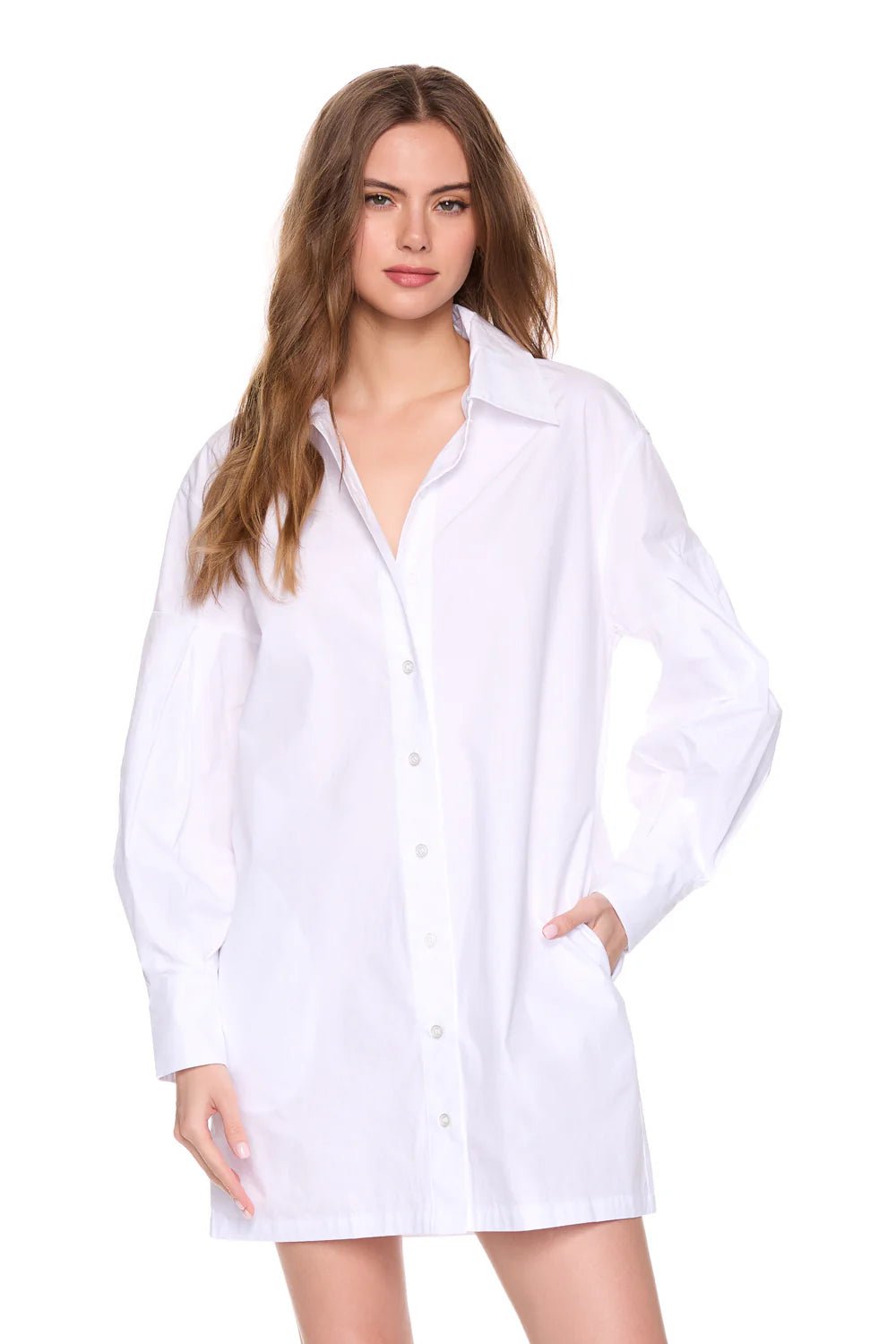 Poplin Button - Down Shirt Dress Sugar - Susana Monaco - COLOR GAME