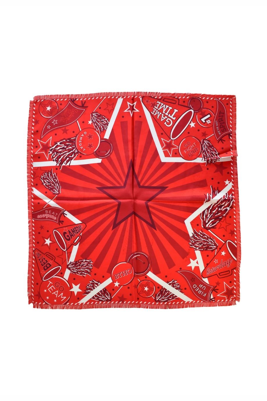 Red Fringed Spirit Scarf - Saturday Silks - COLOR GAME