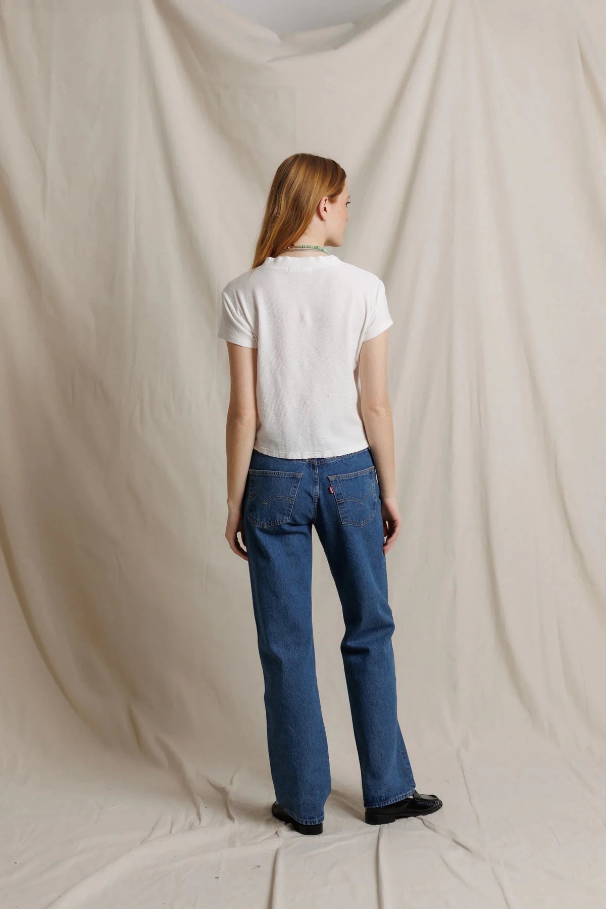 Reed Textured Jersey V-Neck Tee Natural - perfectwhitetee - COLOR GAME