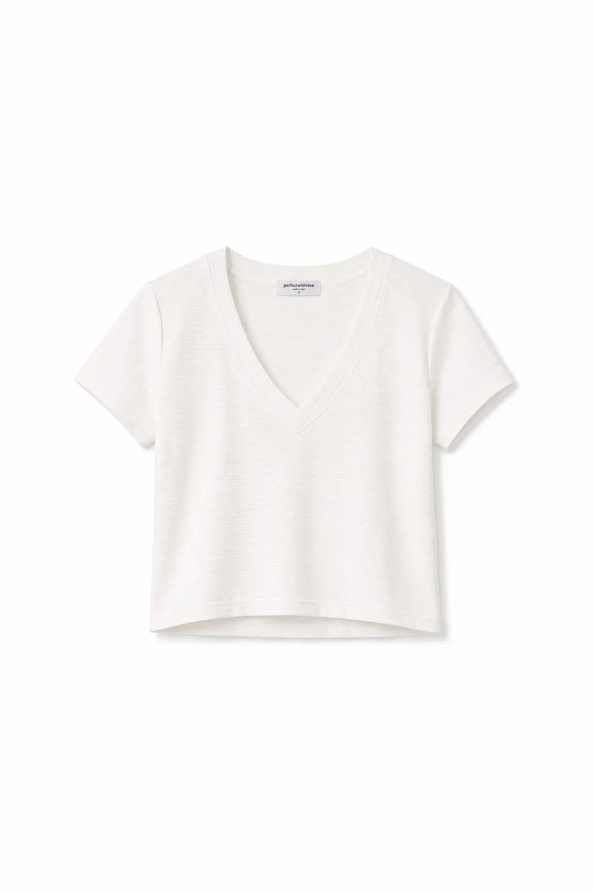 Reed Textured Jersey V-Neck Tee Natural - perfectwhitetee - COLOR GAME