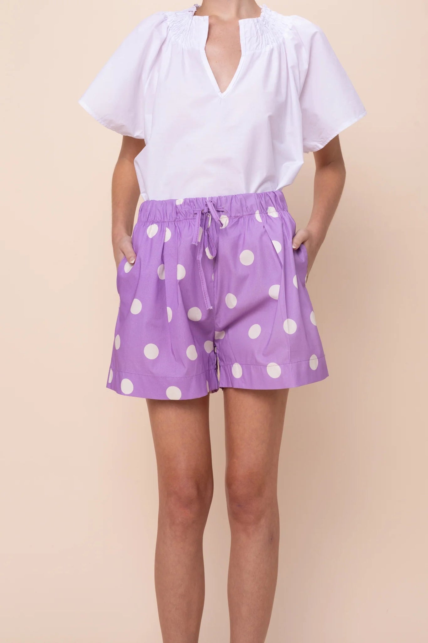 Reese Drawstring Cotton Shorts - Sofia - COLOR GAME