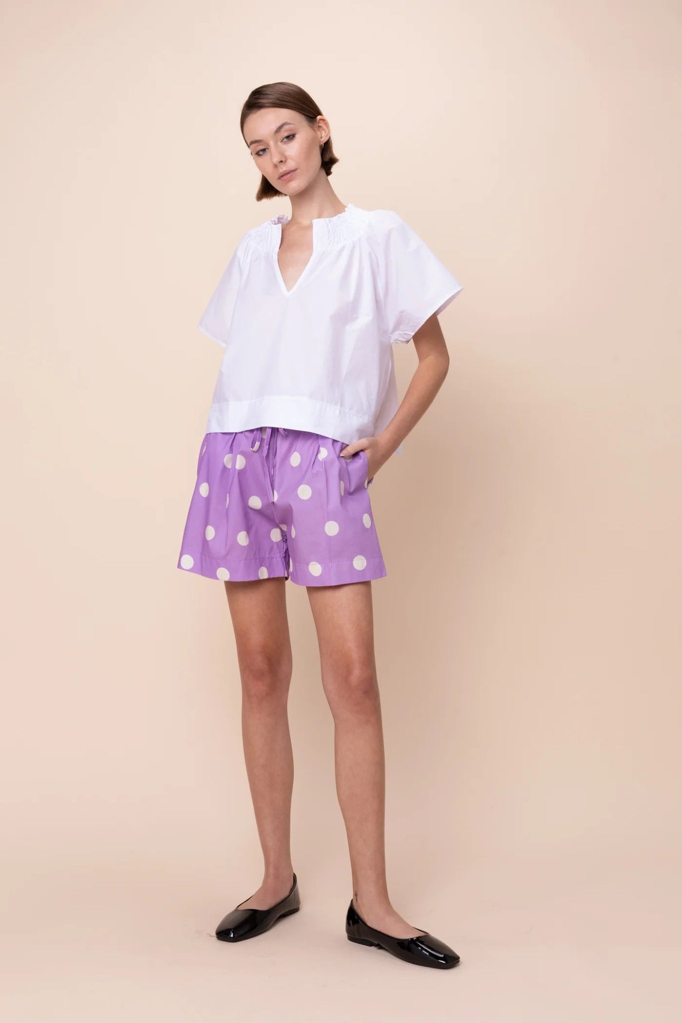 Reese Drawstring Cotton Shorts - Sofia - COLOR GAME