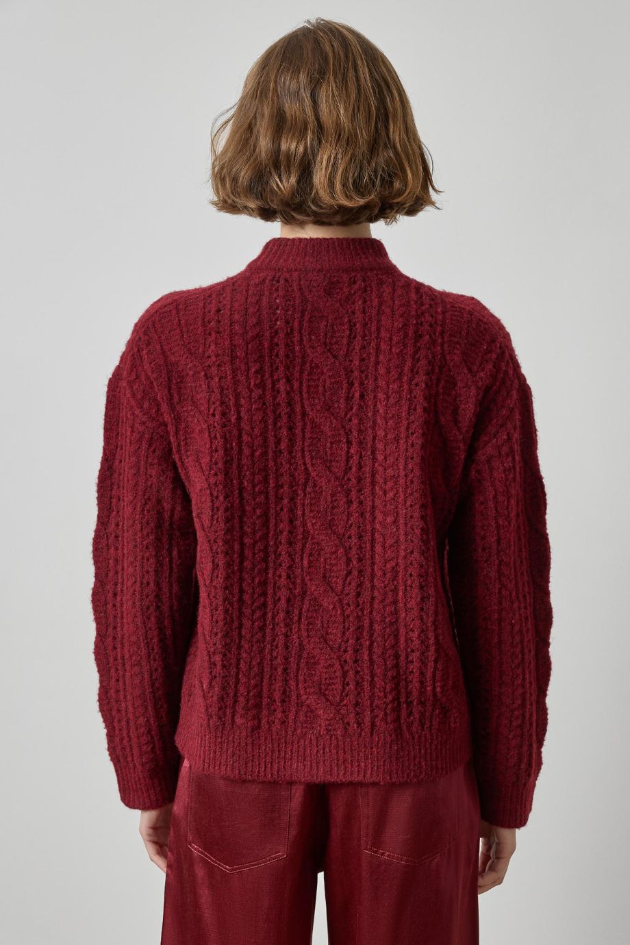 Relaxed Cable Knit Sweater Port - Lilla P - COLOR GAME
