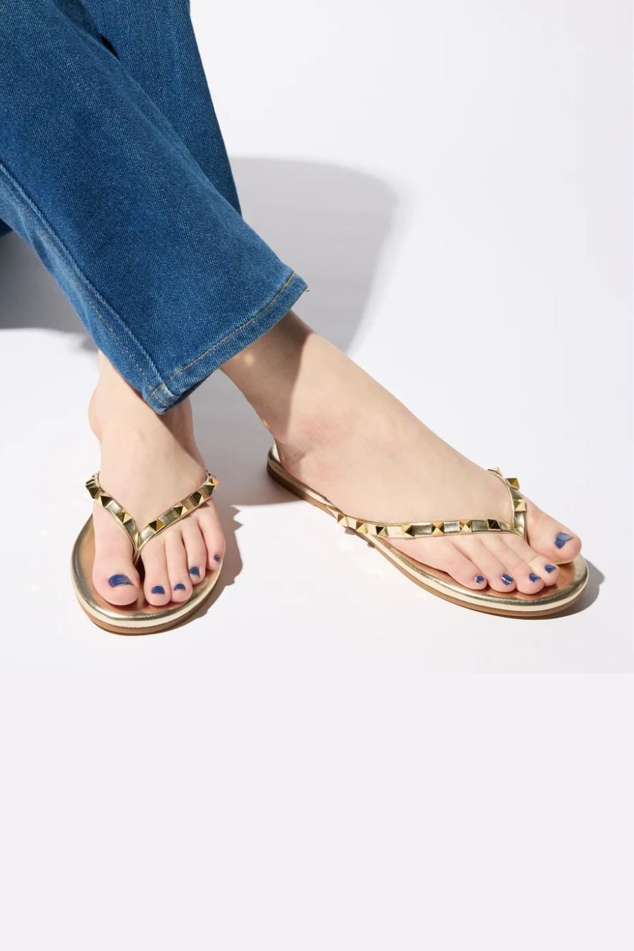 Rivington Stud Flip Flop Gold - Yosi Samra - COLOR GAME