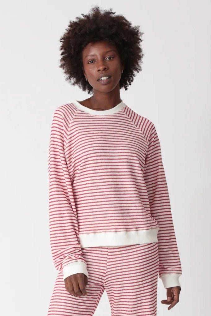 Ronan Pullover Ivory + Chili Stripe - Electric & Rose - COLOR GAME