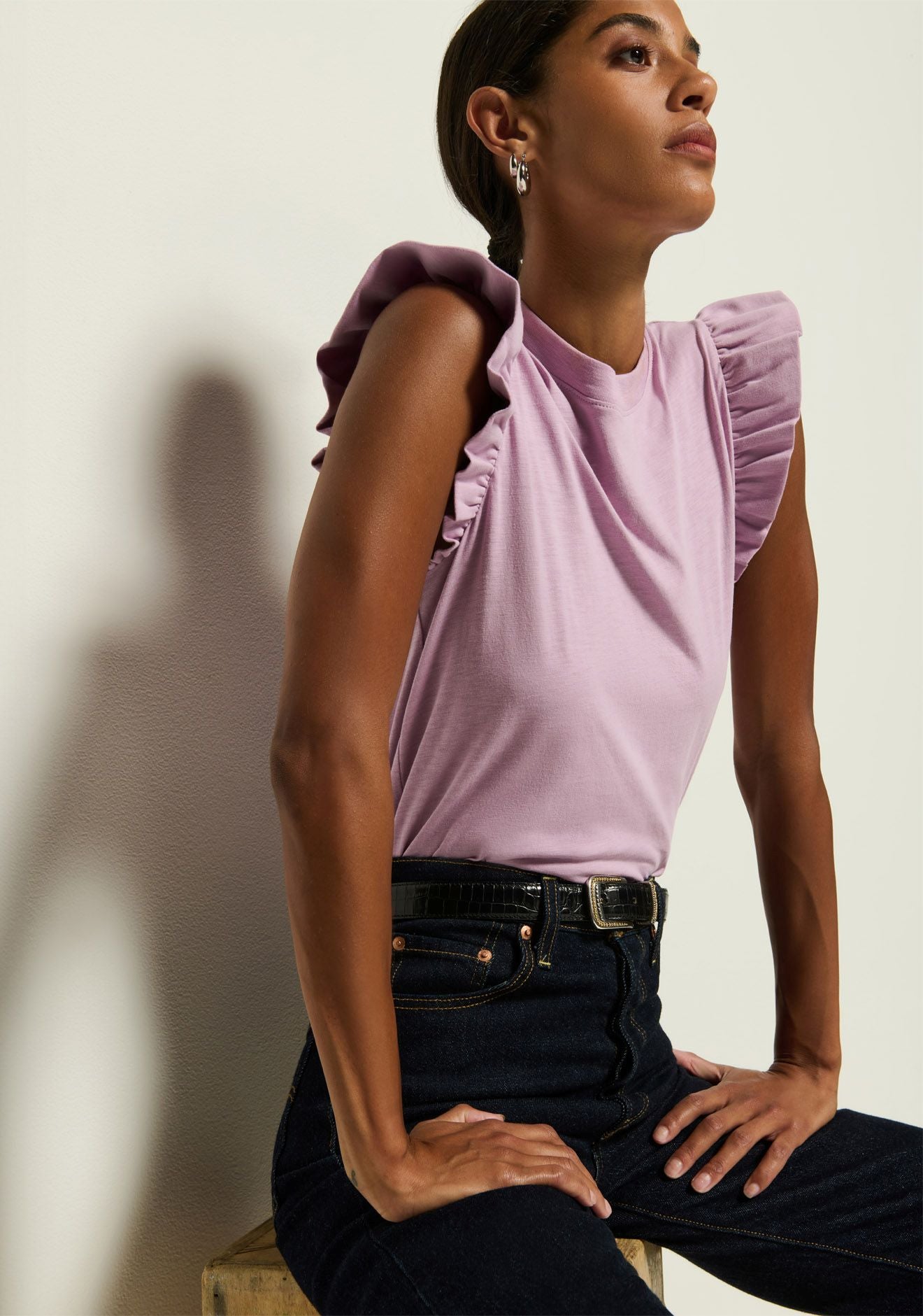 Ruffle Paulette Tank Lavender - FINAL SALE - Nation LTD - COLOR GAME