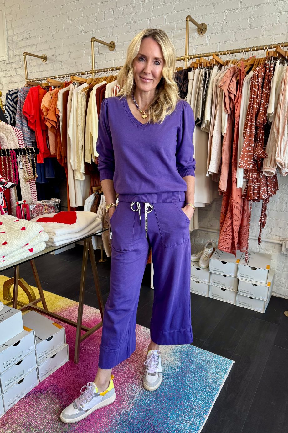 Sadie Drawstring Sweatpant Mulberry - Michael Stars - COLOR GAME