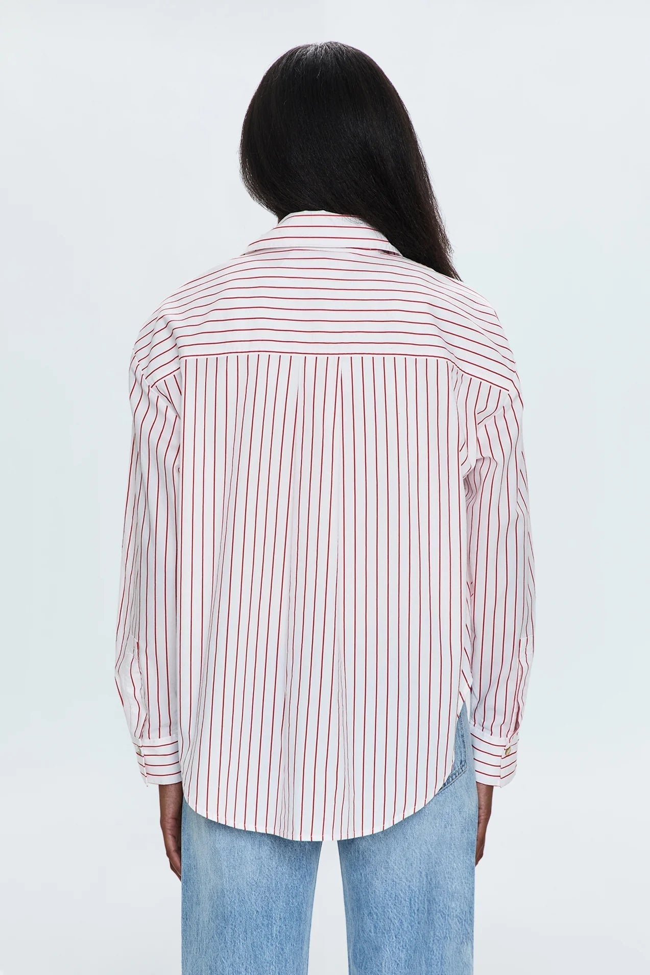 Samantha Oversized Button Up Shirt Ruby Stripe - Pistola - COLOR GAME