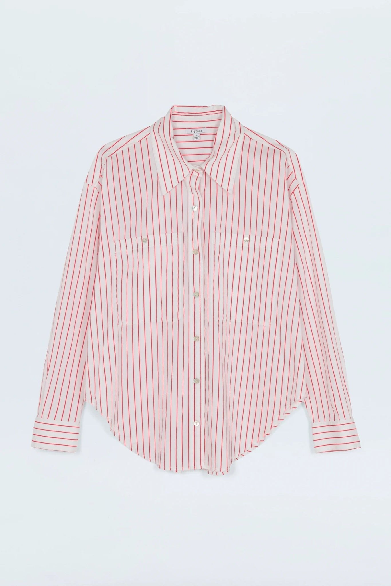 Samantha Oversized Button Up Shirt Ruby Stripe - Pistola - COLOR GAME