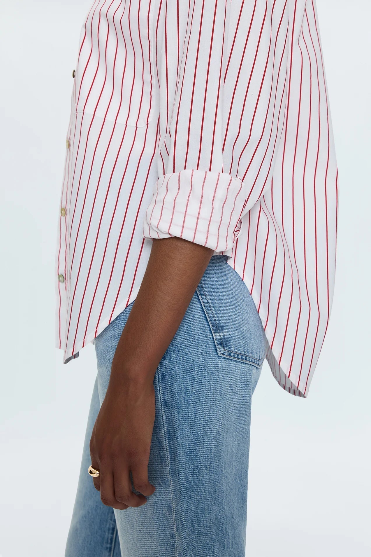 Samantha Oversized Button Up Shirt Ruby Stripe - Pistola - COLOR GAME