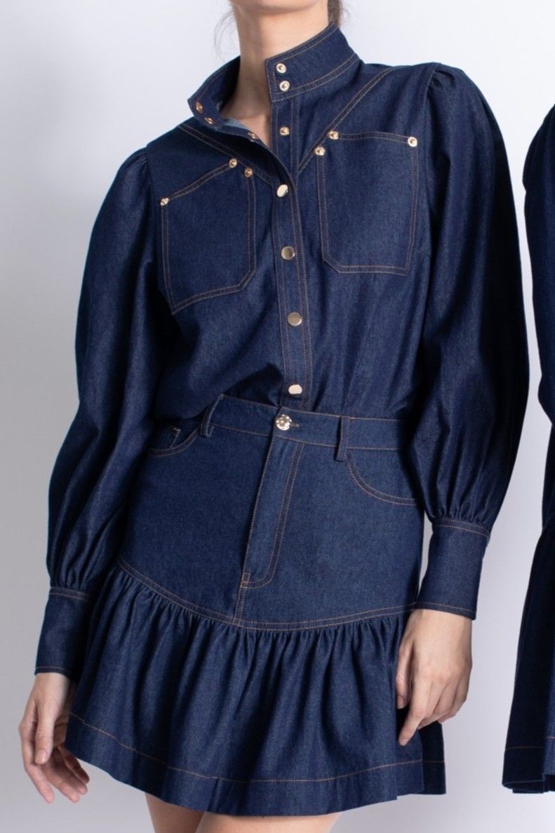 Saraswati Denim Top - Karina Grimaldi - COLOR GAME