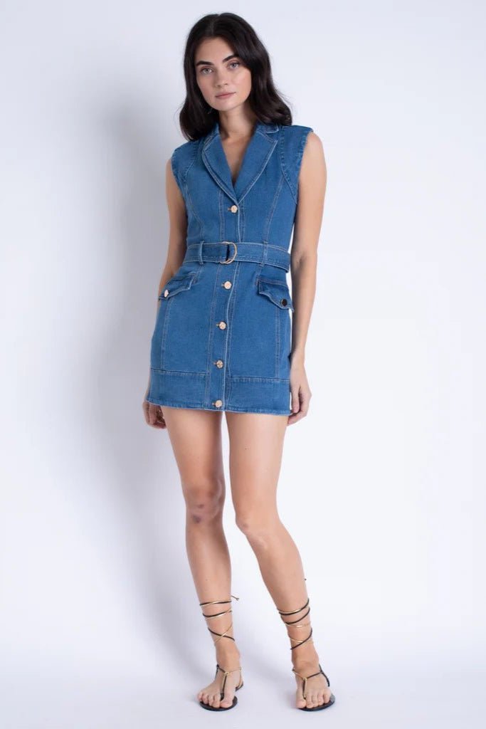 Selena Denim Mini Dress - Karina Grimaldi - COLOR GAME