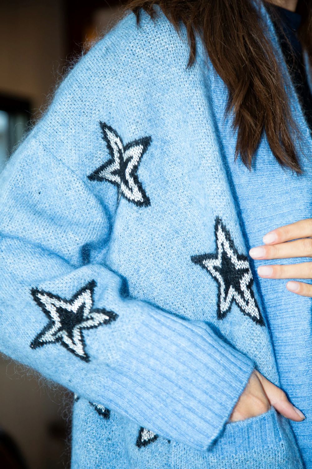 Shay Shawl Cardigan Bluestone Stars - Electric & Rose - COLOR GAME