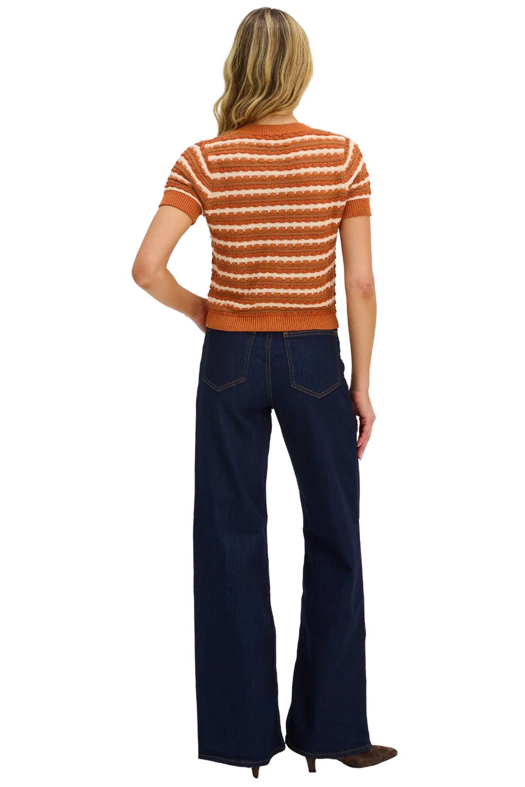 Short Sleeve Adelle Cardigan Orange Multi - Allison New York - COLOR GAME