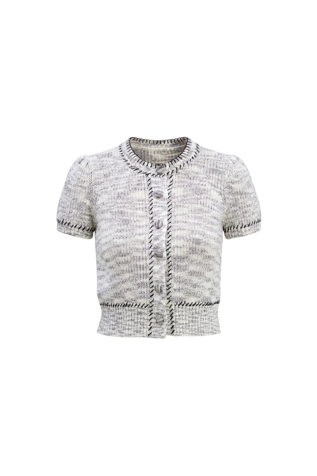 Short Sleeve Gia Cardigan White / Black - Allison New York - COLOR GAME