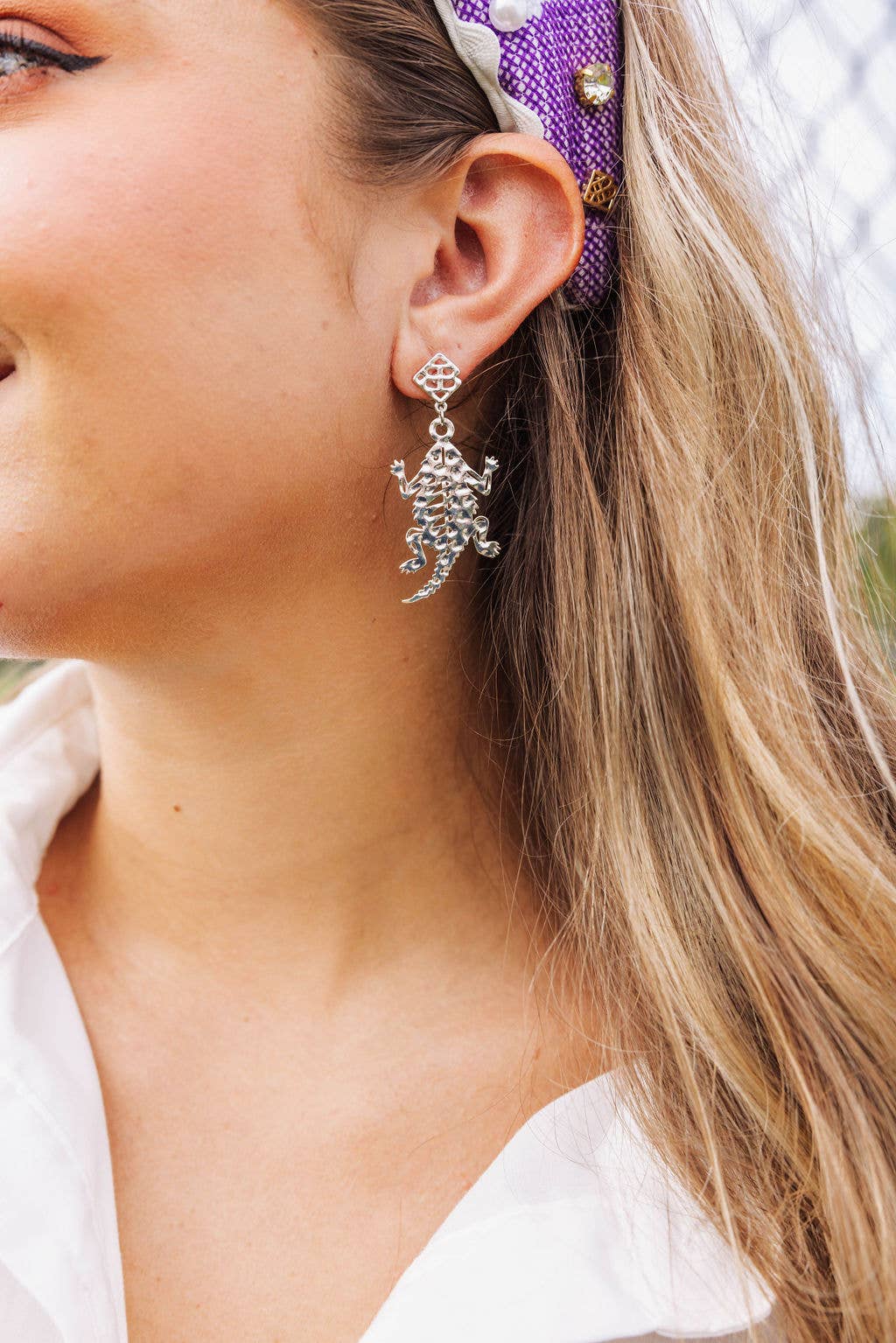 Silver TCU Horned Frog Earrings - Brianna Cannon - COLOR GAME