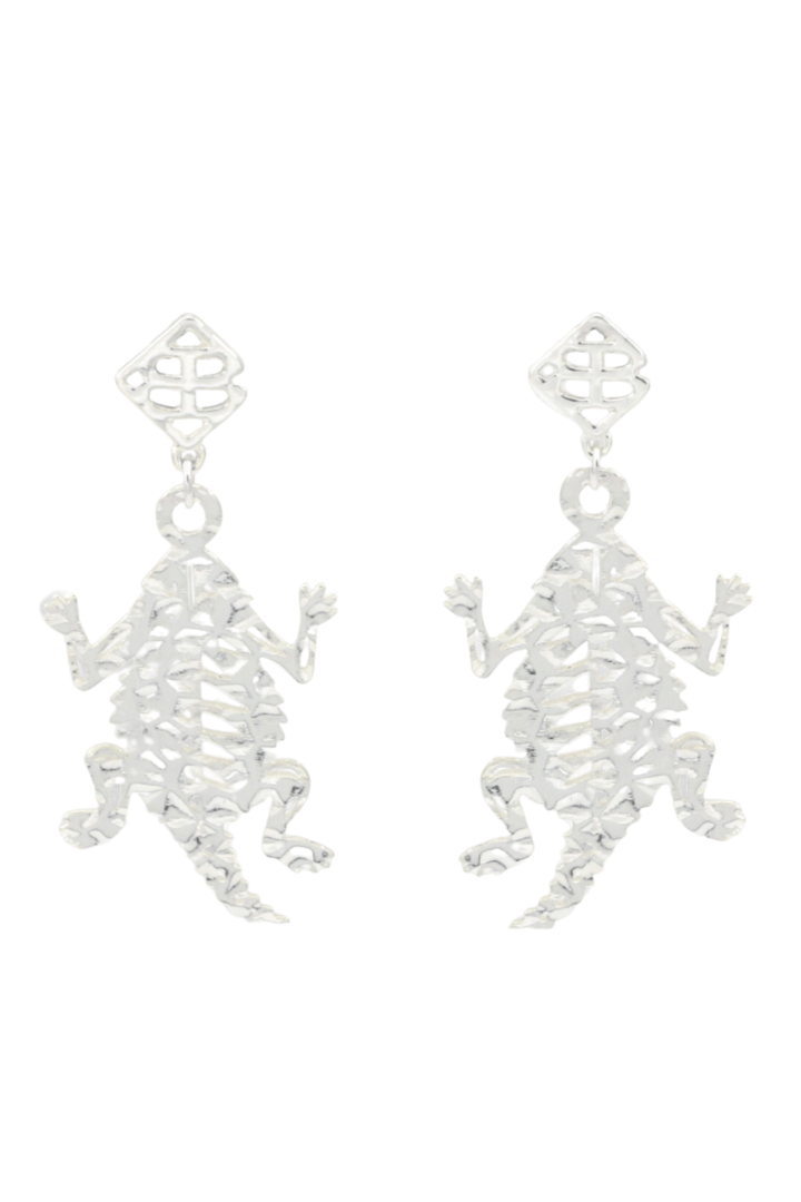 Silver TCU Horned Frog Earrings - Brianna Cannon - COLOR GAME