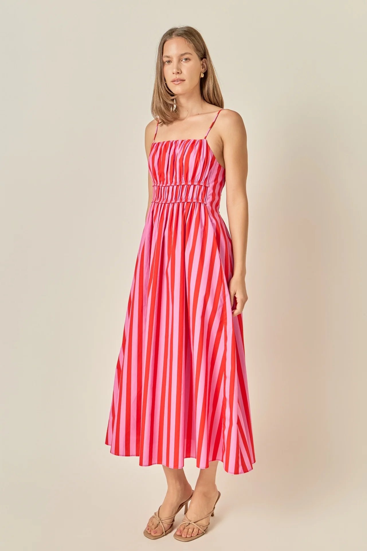Sloane Striped Smocked Waist Maxi Dress - Endless Rose - COLOR GAME