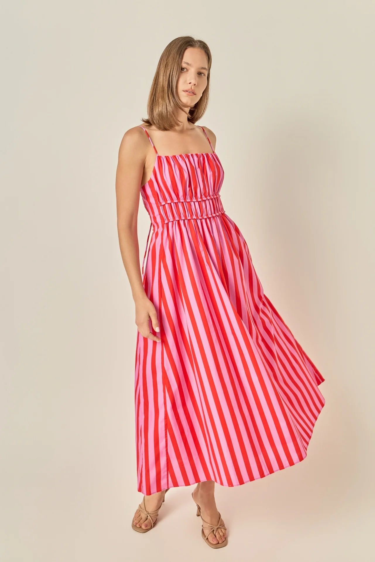 Sloane Striped Smocked Waist Maxi Dress - Endless Rose - COLOR GAME