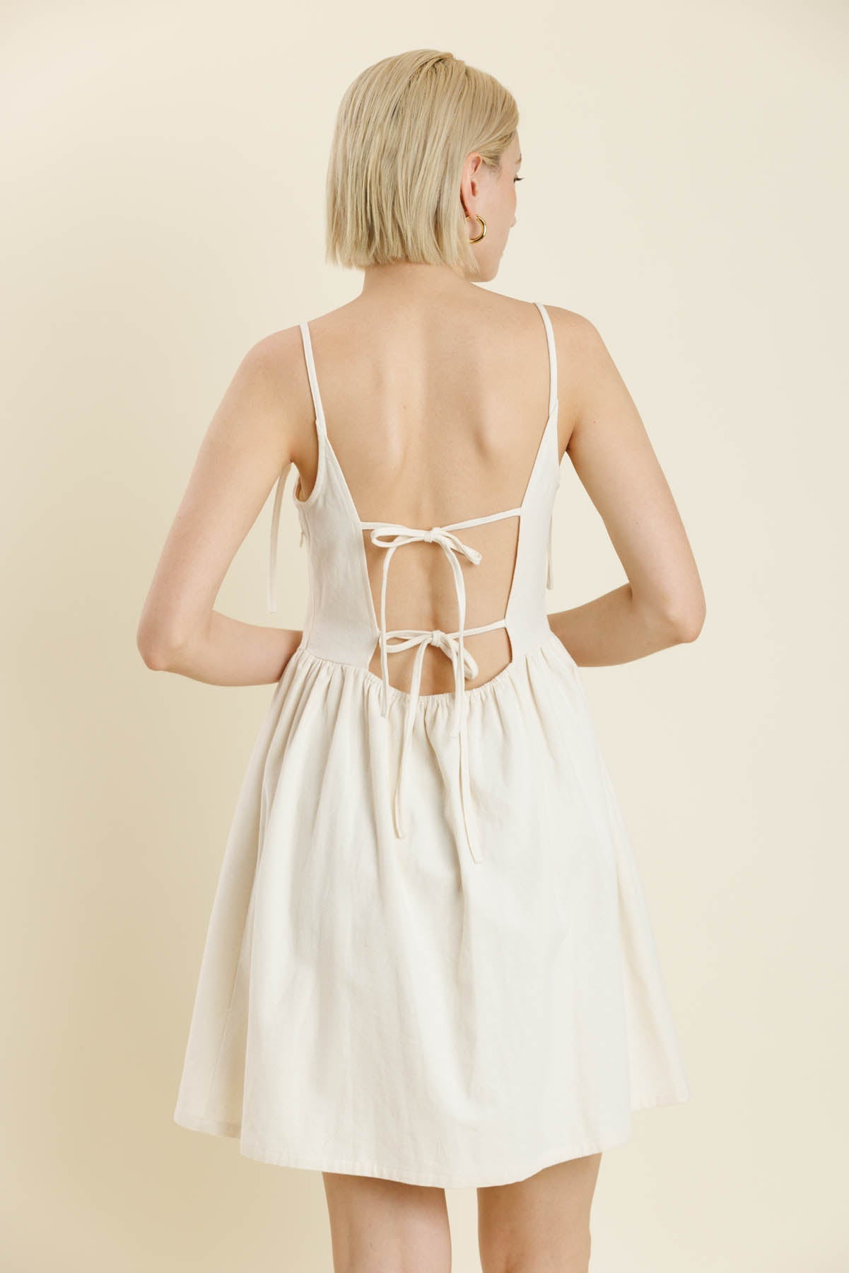 Stevie Bow Trim Mini Dress - Aureum - COLOR GAME