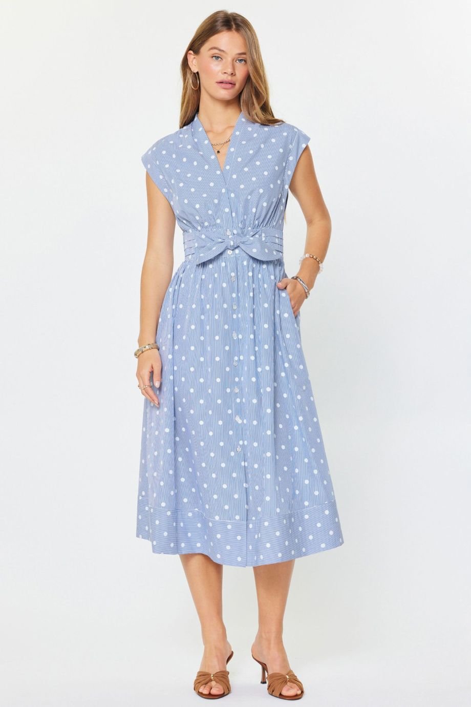 Sutton Polka Dot Midi Dress - Current Air - COLOR GAME