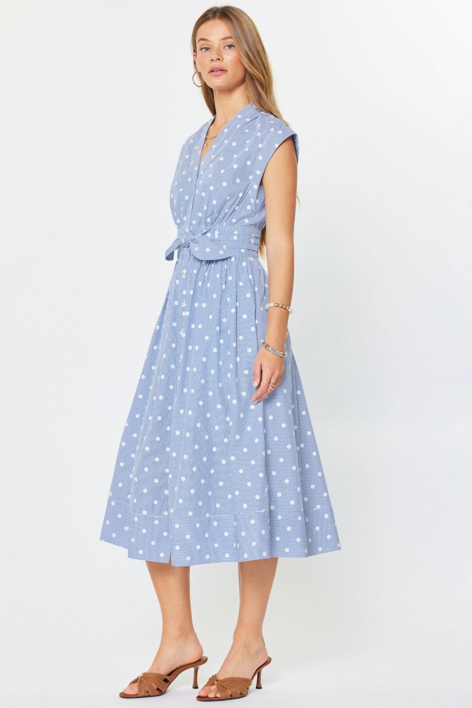 Sutton Polka Dot Midi Dress - Current Air - COLOR GAME