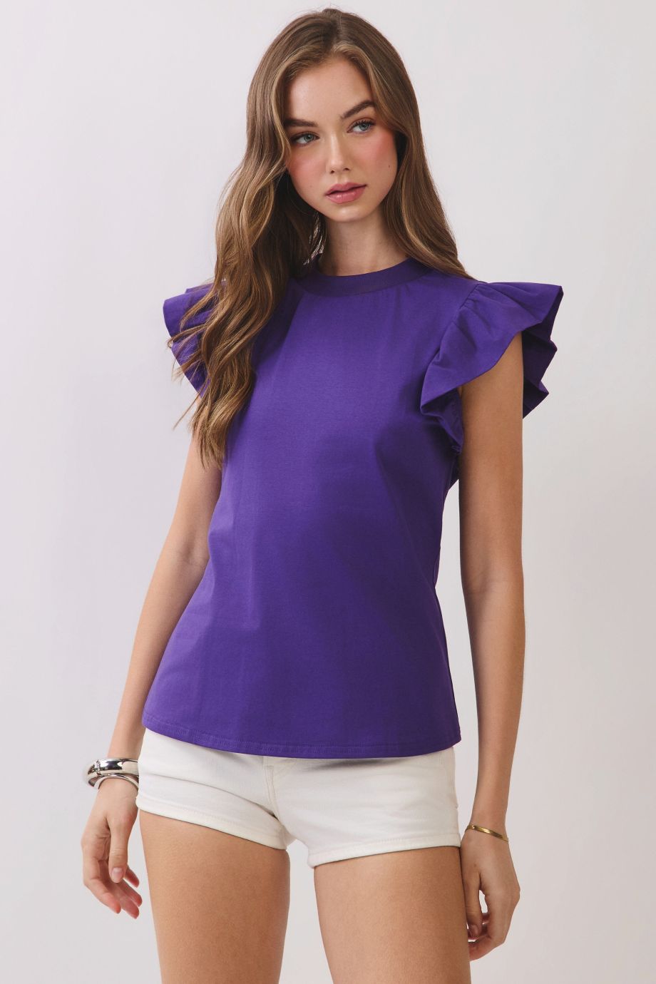 Tally Ruffle Tank Top Purple - TCEC - COLOR GAME