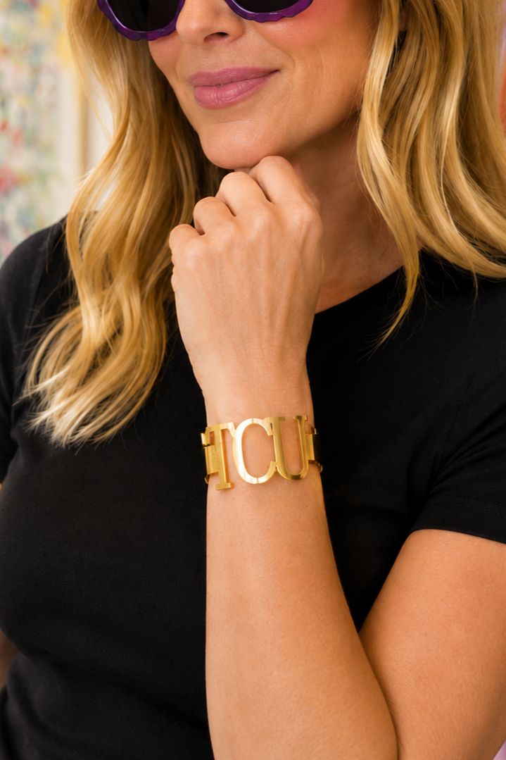 TCU Gold Statement Cuff Bracelet - Steele Sloan Designs - COLOR GAME