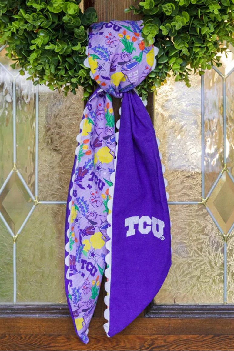 TCU Horned Frogs Cotton Wreath Scarf - Saturday Silks - COLOR GAME