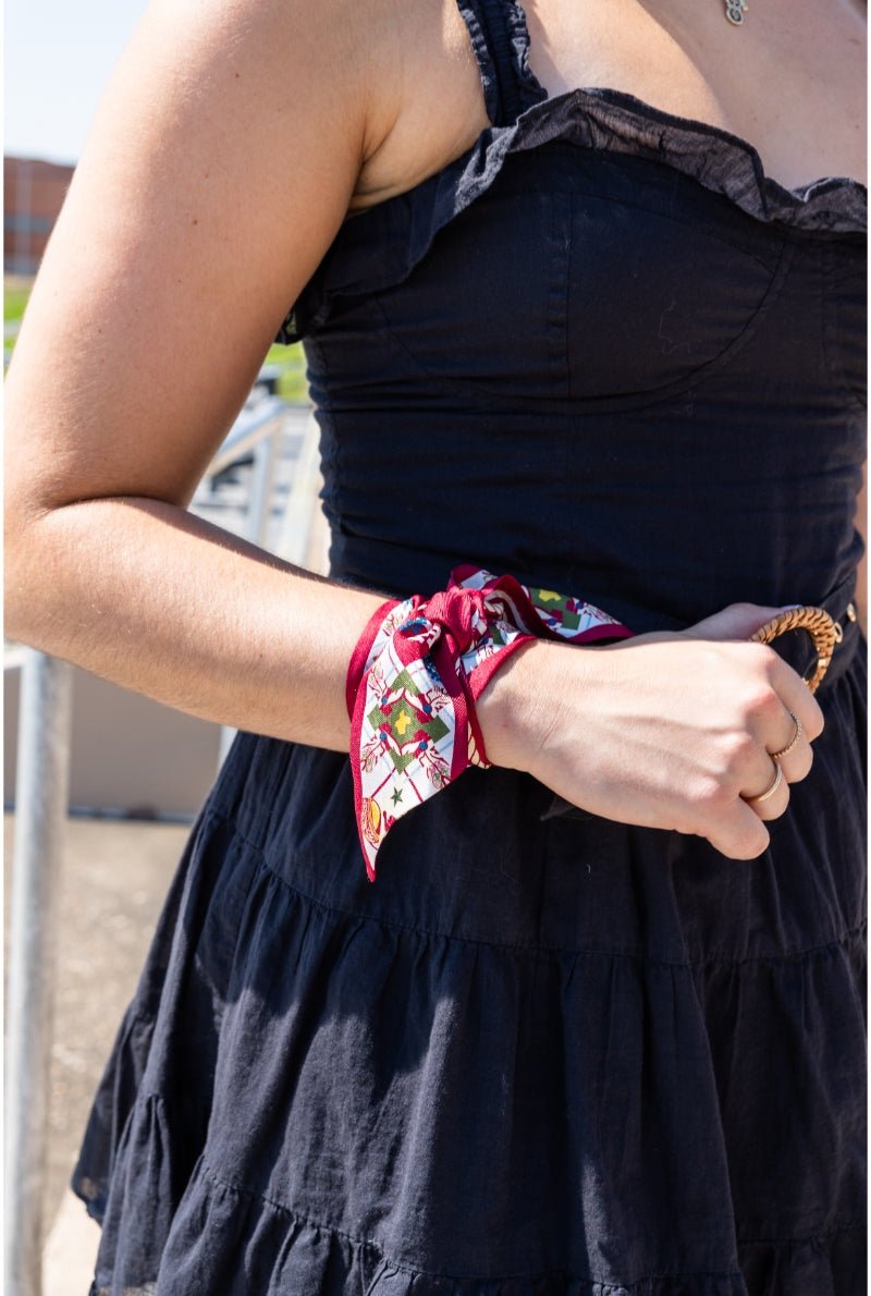 Texas A&M All-Star skinny scarf by Saturday Silks, styled