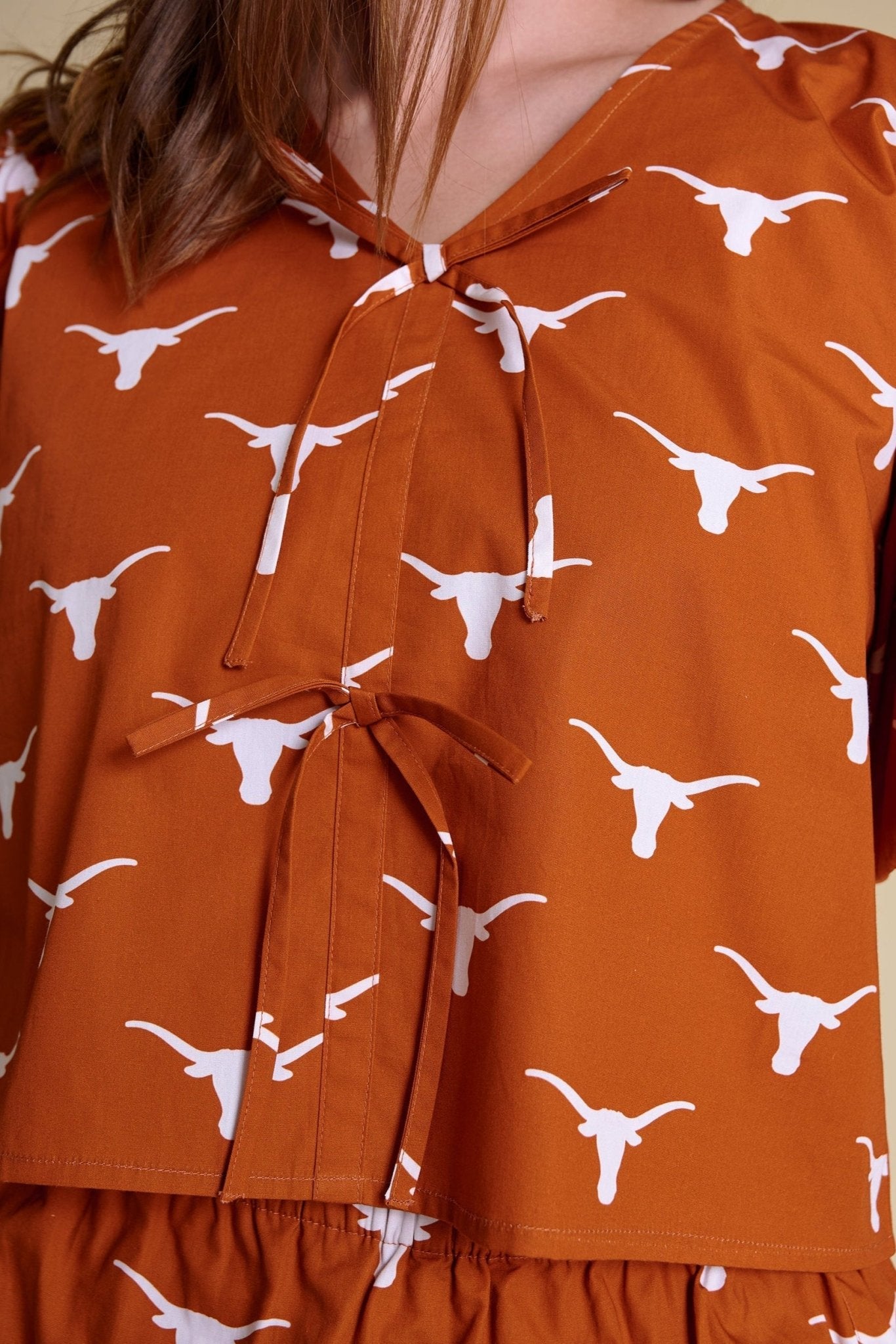 Texas Poplin Puff Sleeve Tie Top - Stewart Simmons - COLOR GAME