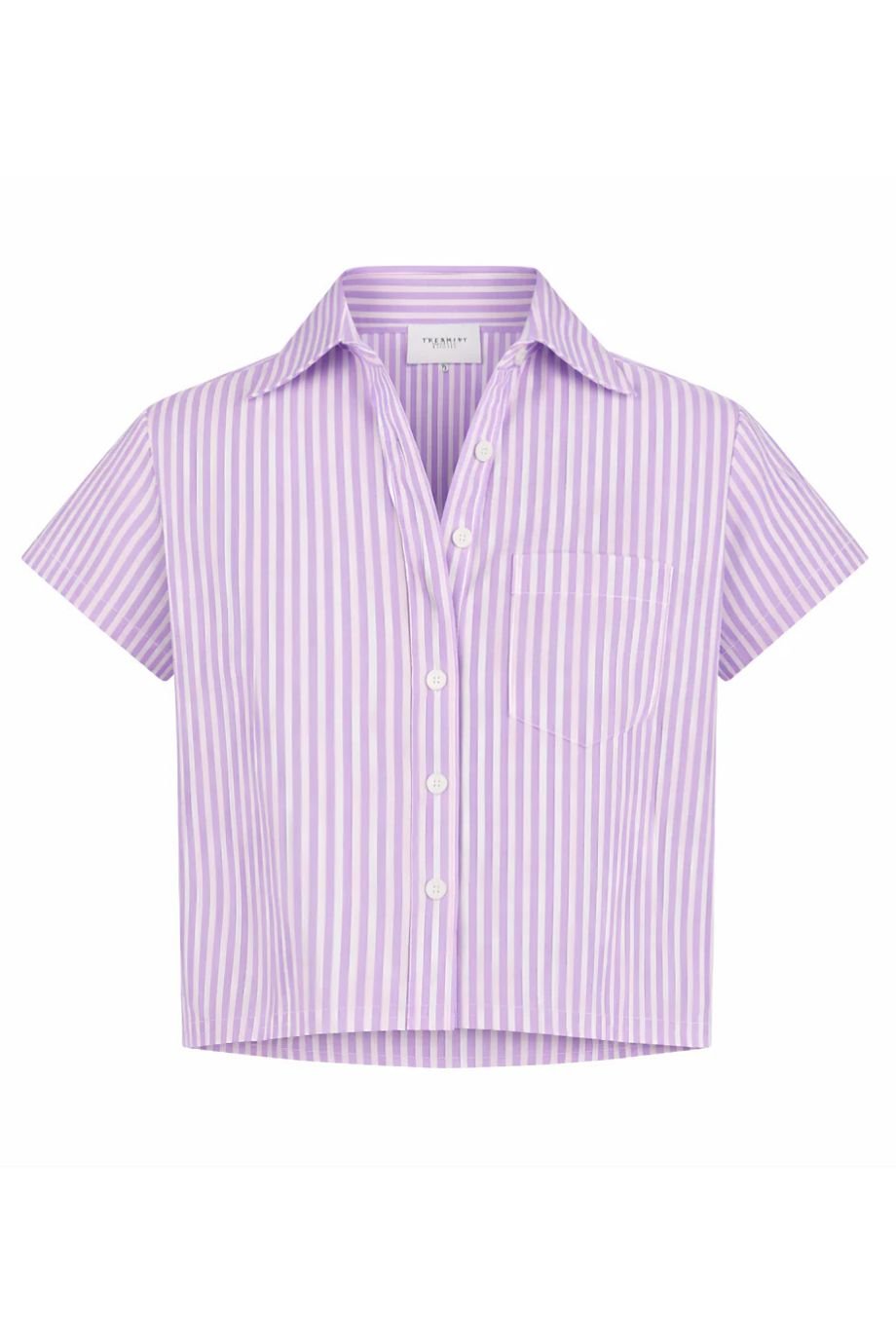 The Boxy Short Sleeve Cropped Shirt Lilac Stripe - The Shirt by Rochelle Behrens - COLOR GAME