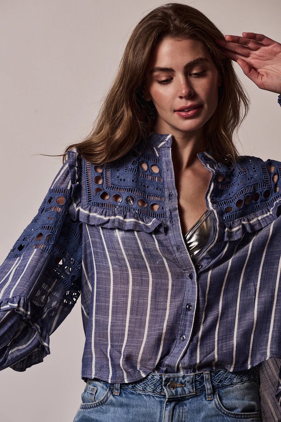 The Danielle Shirt Chambray Stripe - The Shirt by Rochelle Behrens - COLOR GAME