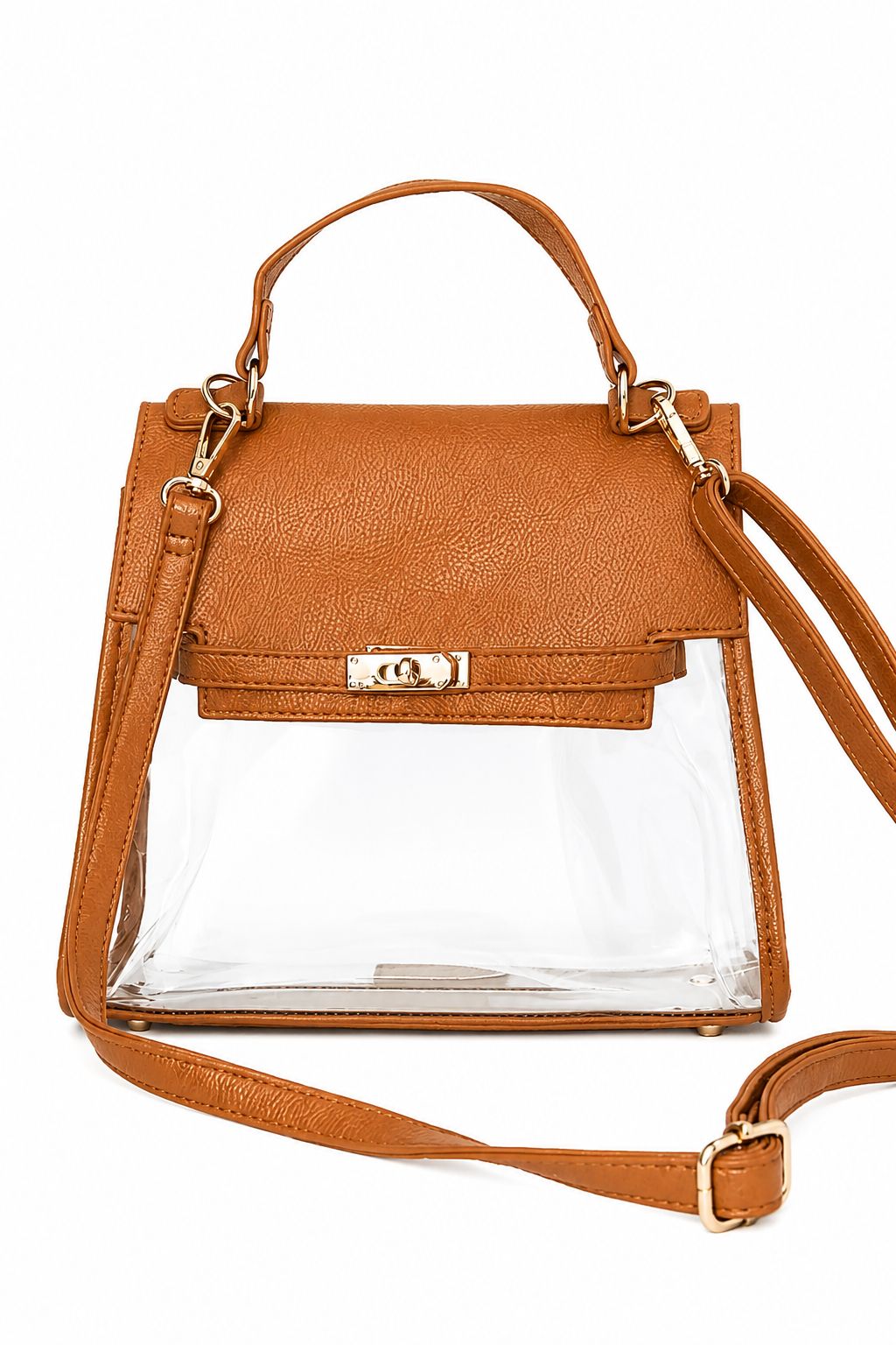 The Susan Top Handle Clear Bag Saddle - Clearly Handbags - COLOR GAME