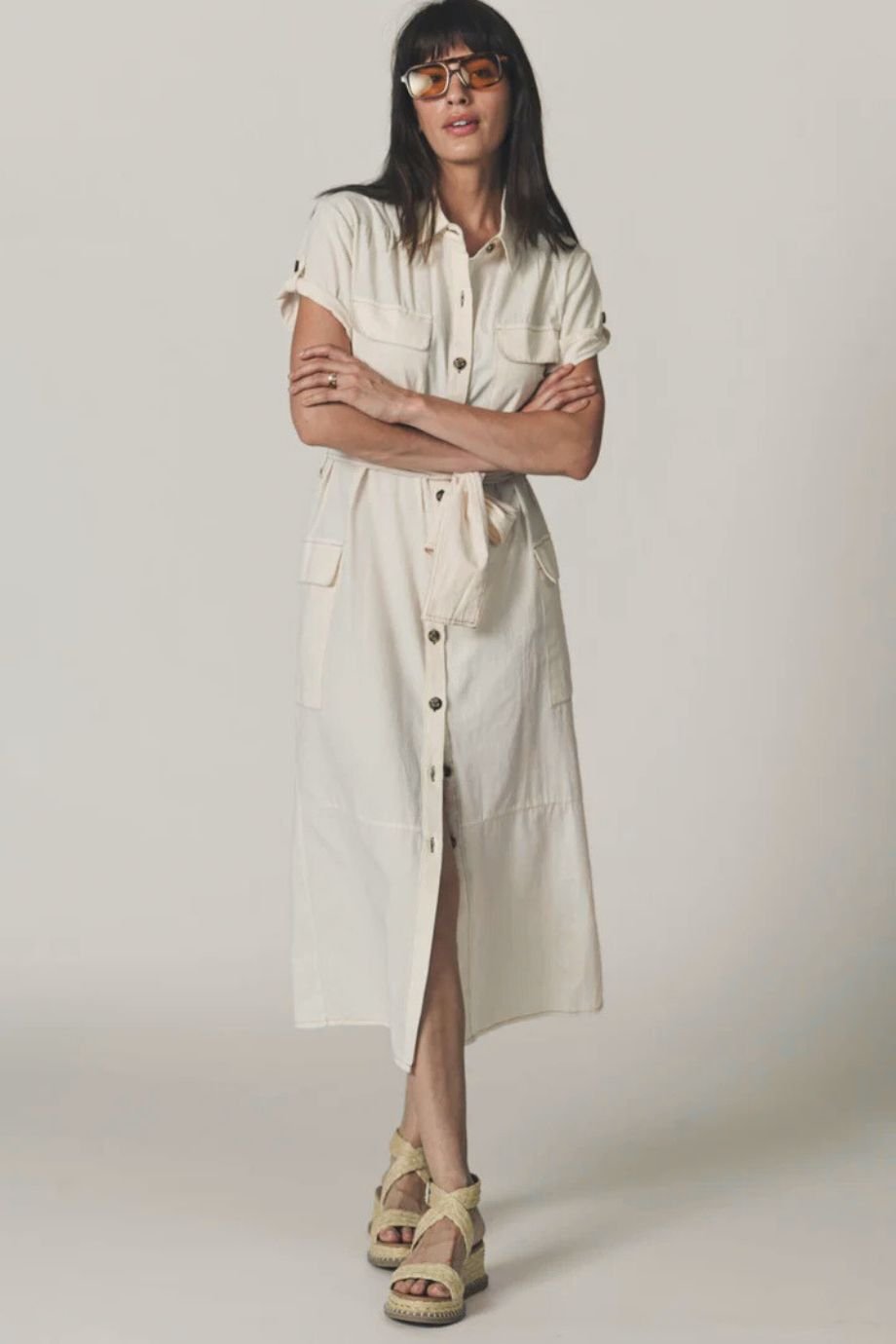 The Whitney Midi Dress Ecru - The Shirt by Rochelle Behrens - COLOR GAME